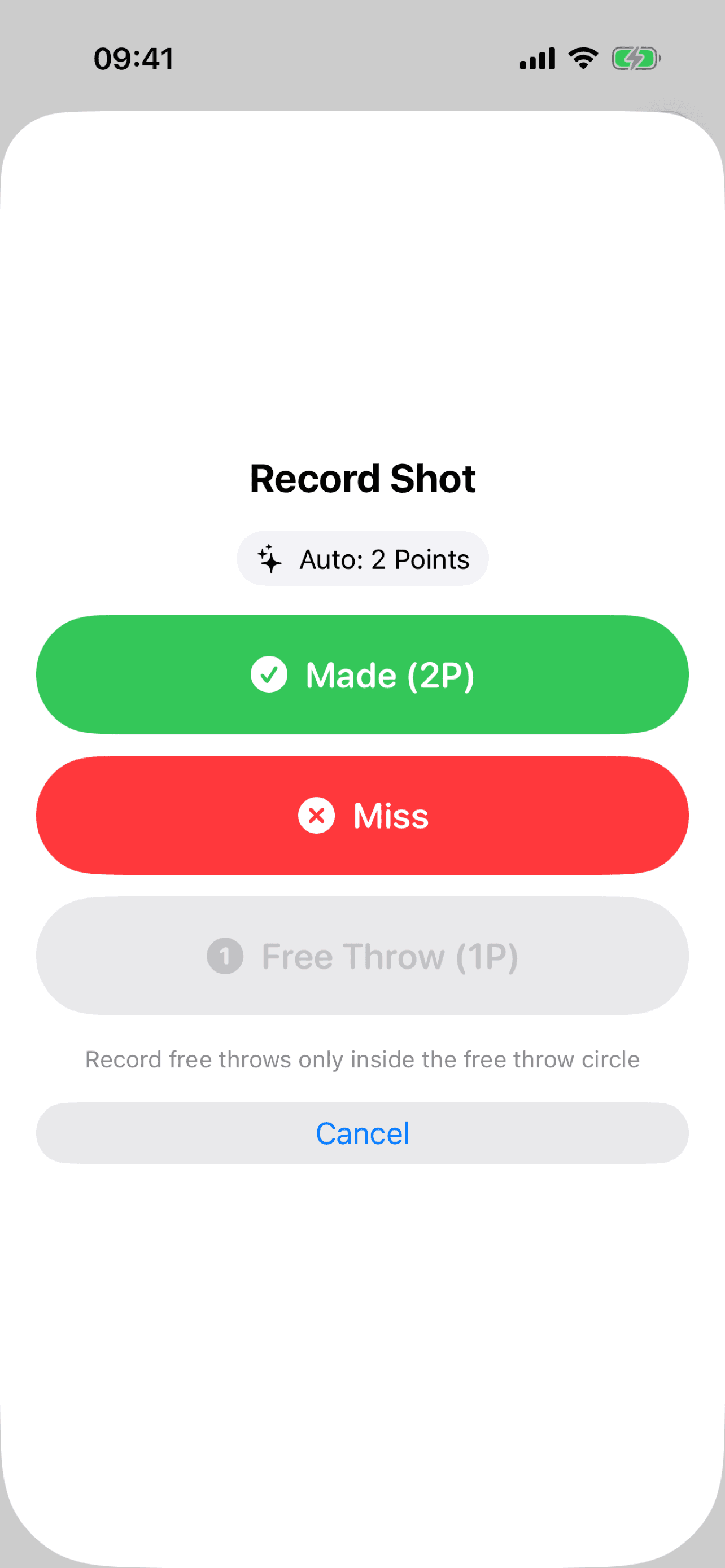 BasketStats shot entry popup
