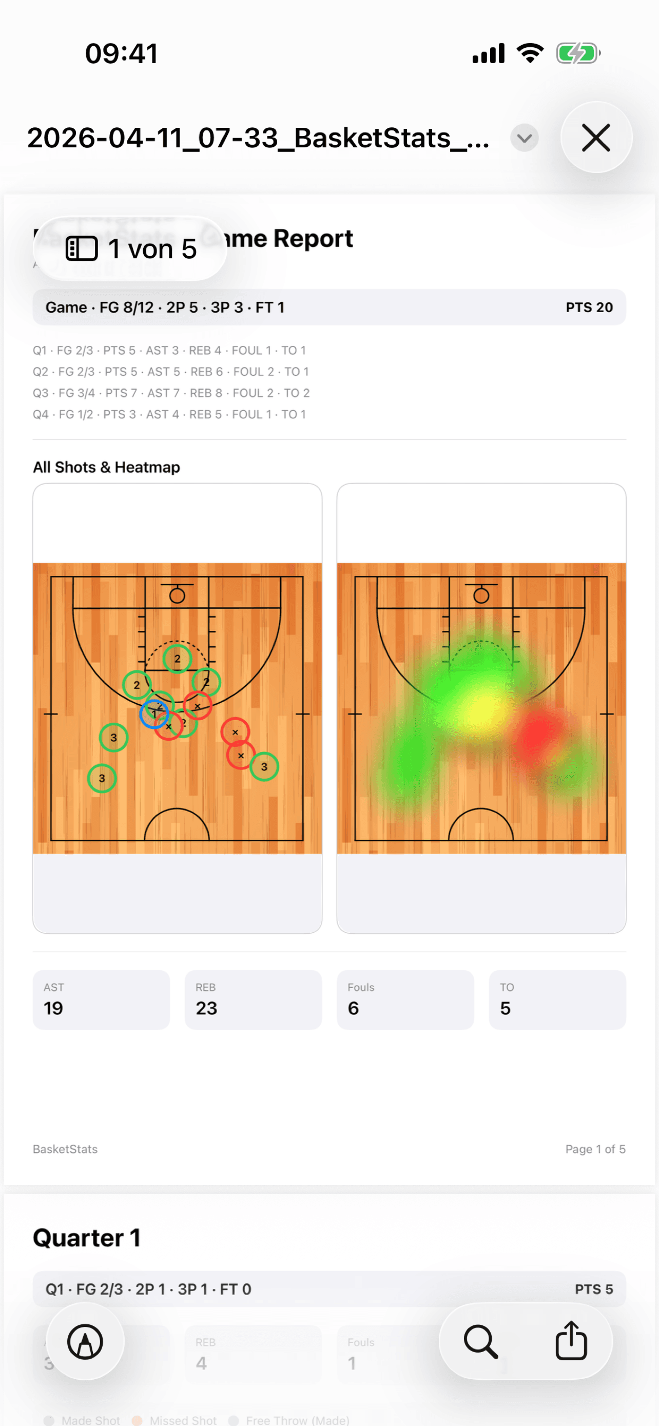 BasketStats PDF game report